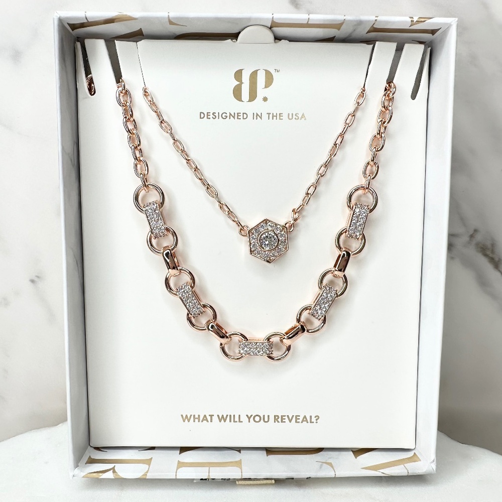 Bomb Party Luxe Layers Connected By Fate Rose Gold Plating NK20138 NWT
